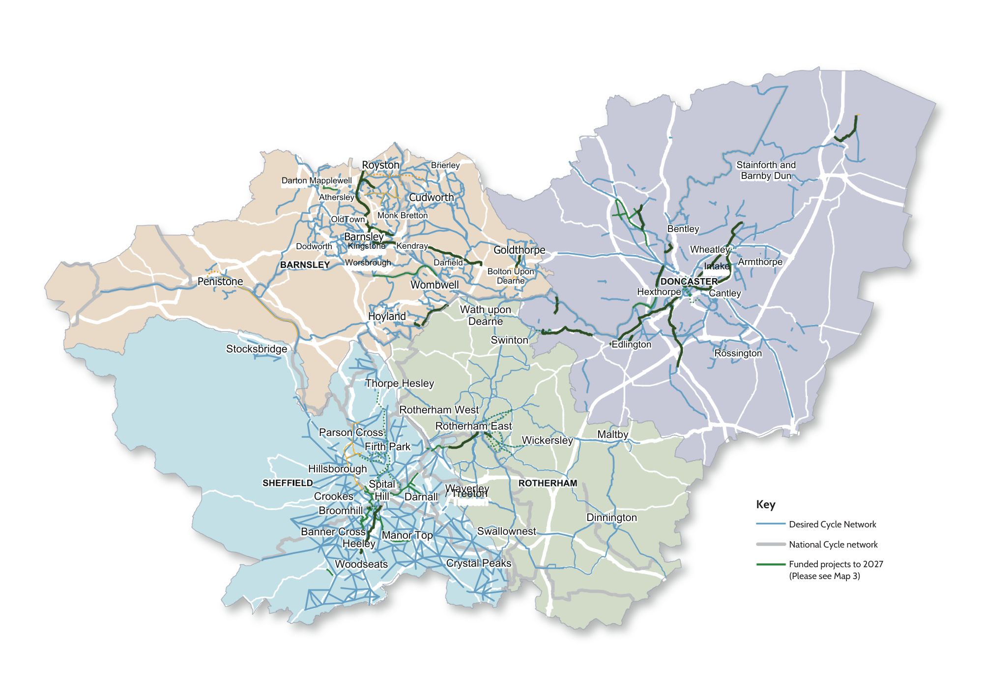 Desired map cycling network to 2045