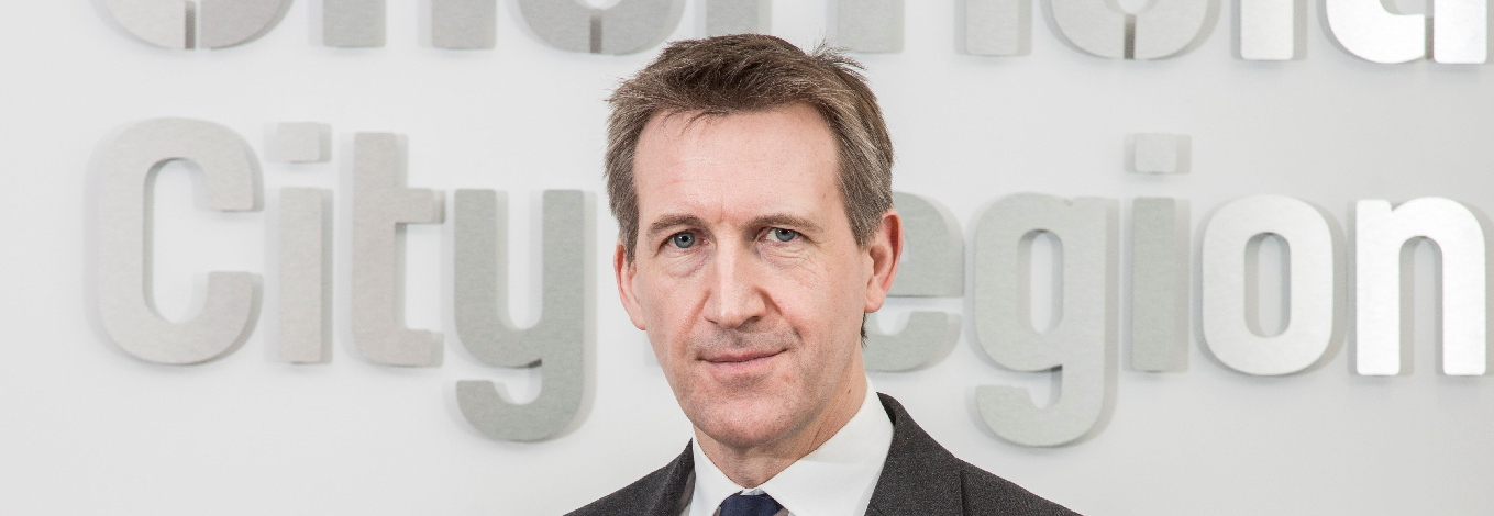 Mayor Dan Jarvis at a lectern